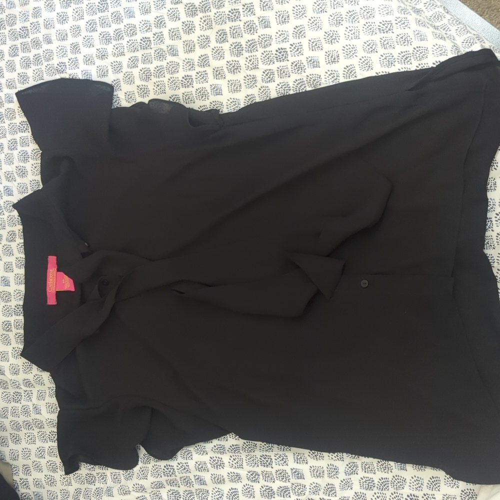 Flounce Sleeve Black Women's Blouse